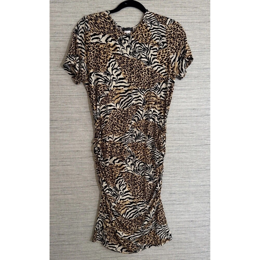 Venus Animal Print Dress Side Ruching Mob Wife Leopard Zebra Print Xl